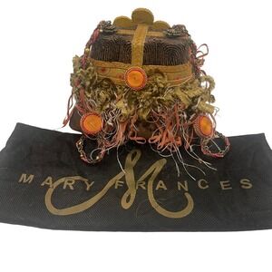 Mary Frances Brown Embellished Evening Bag w Dust Bag
